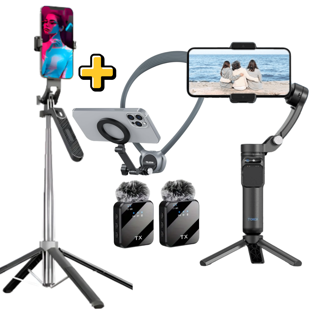 Combo Gimbal 2da Gen+ Tripode 1.80 + Microfono + Sujetador