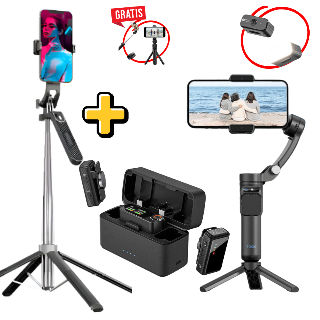Combo Gimbal 2da Gen + Tripode 1.8m + Microfono PRO MAX