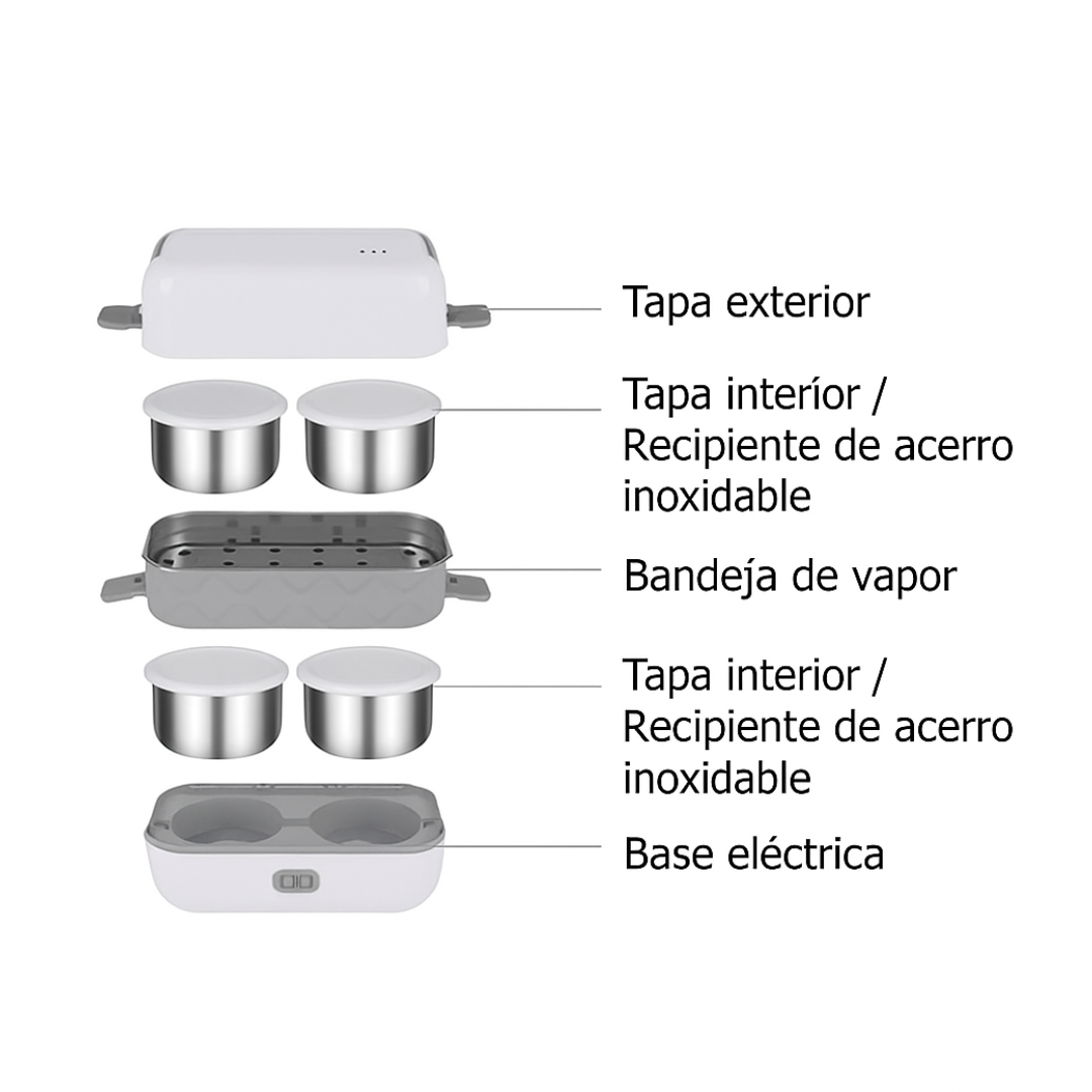 Lonchera Eléctrica Portátil Porta Comida Vaporera 2 Pisos