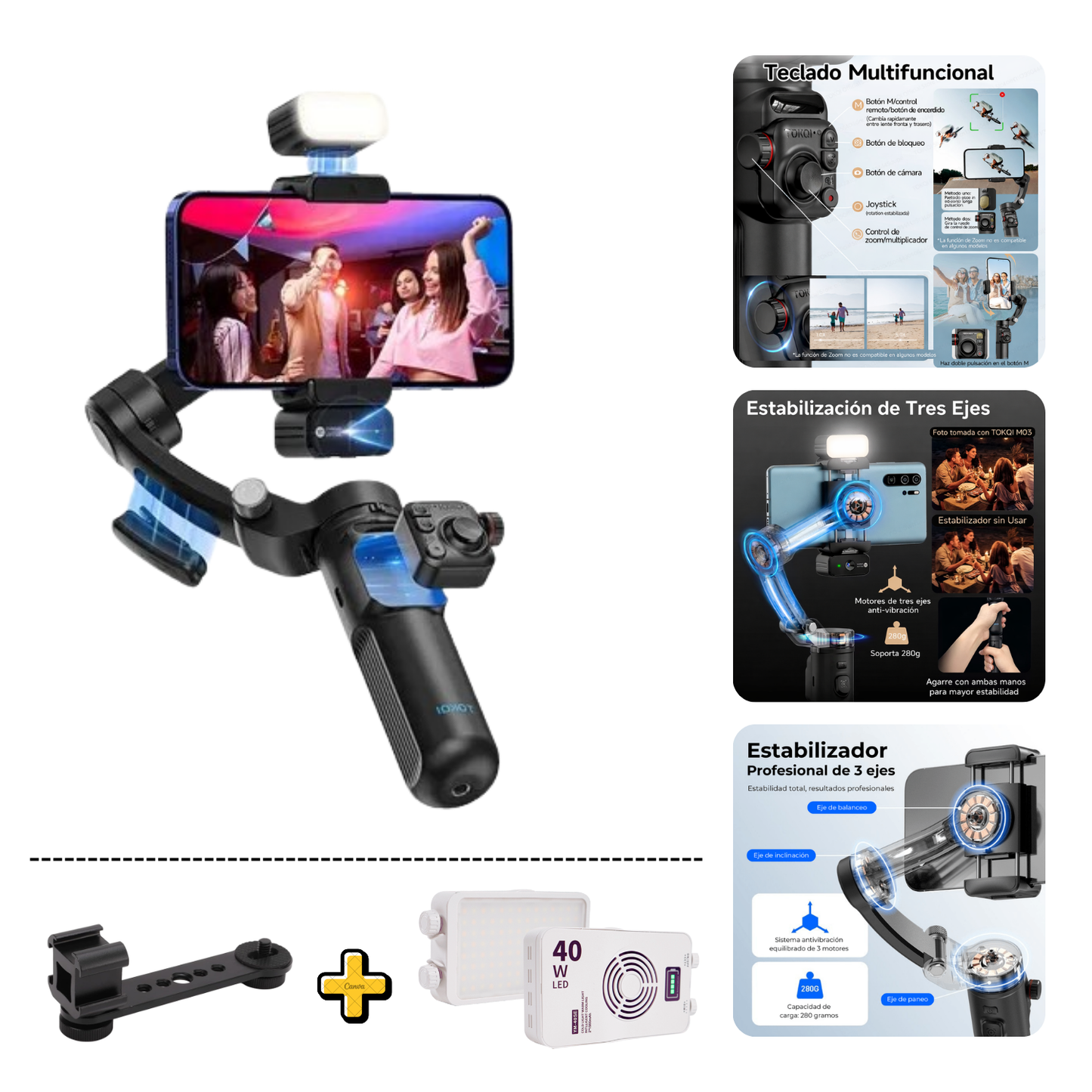 COMBO GIMBAL + LUZ POCKET