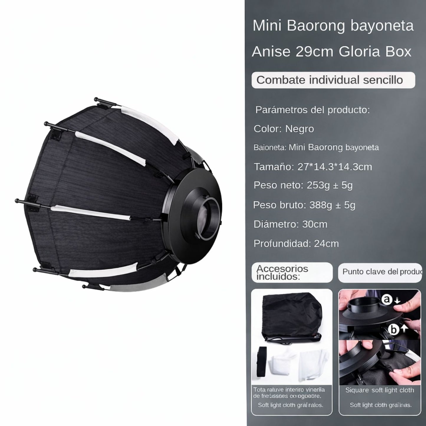 Softbox Octagonal 30CM para Fotografía
