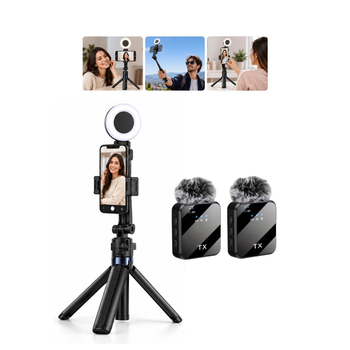 Trípode Selfie con Seguimiento Facial IA 360°