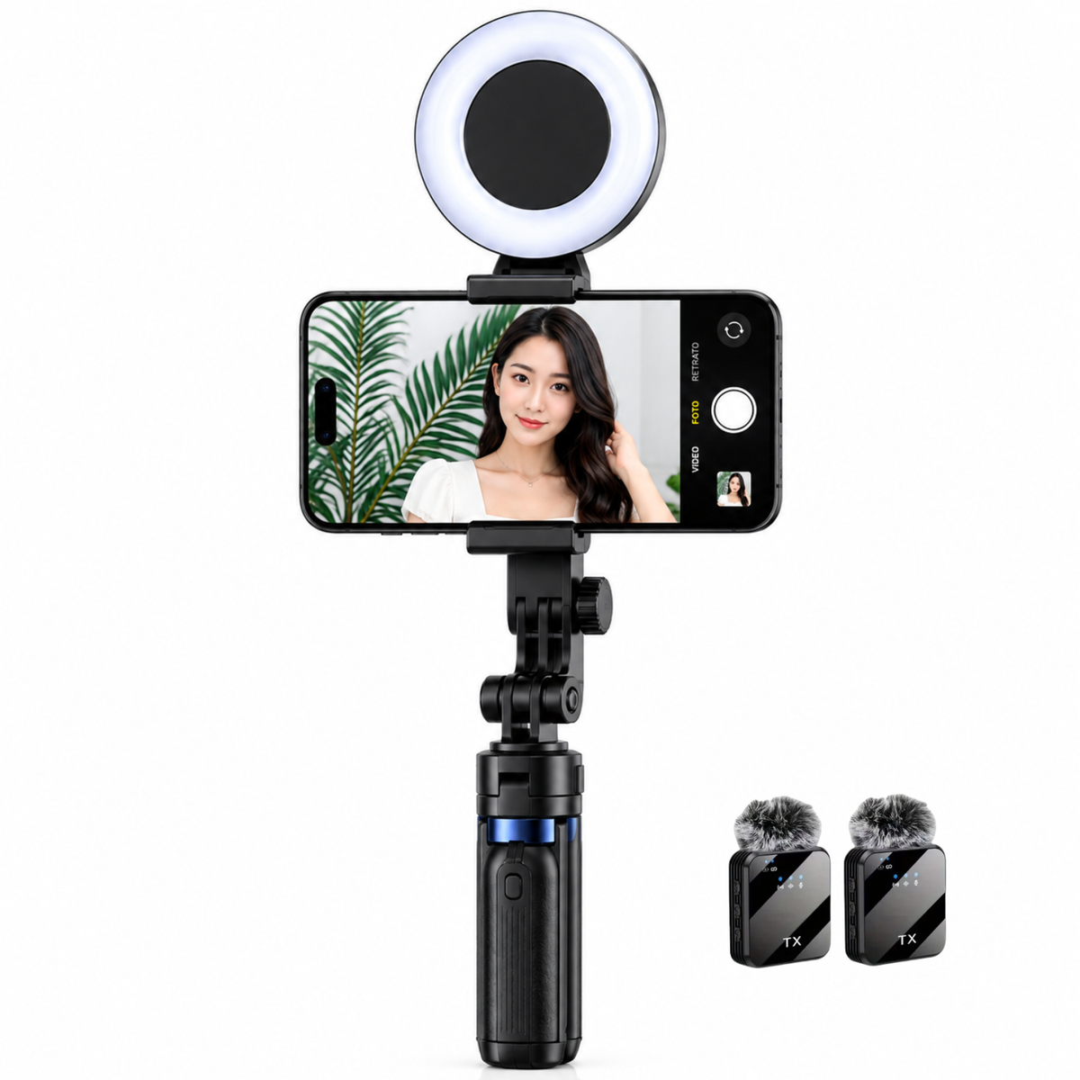 Trípode Selfie con Seguimiento Facial IA 360°