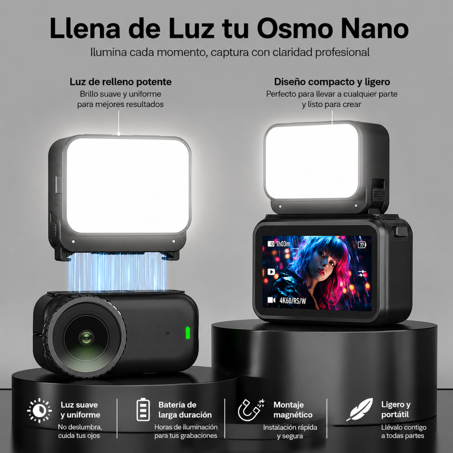 Mini Luz LED Magnética para DJI Osmo Nano