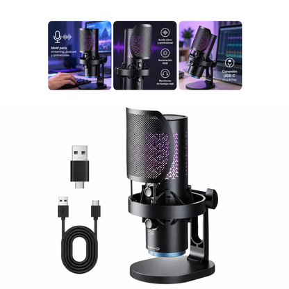 Micrófono USB RGB para Streaming y Podcast