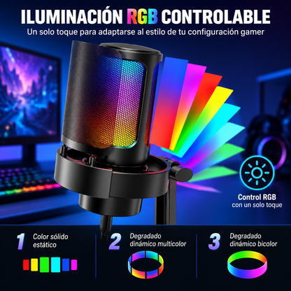 Micrófono USB RGB para Streaming y Podcast