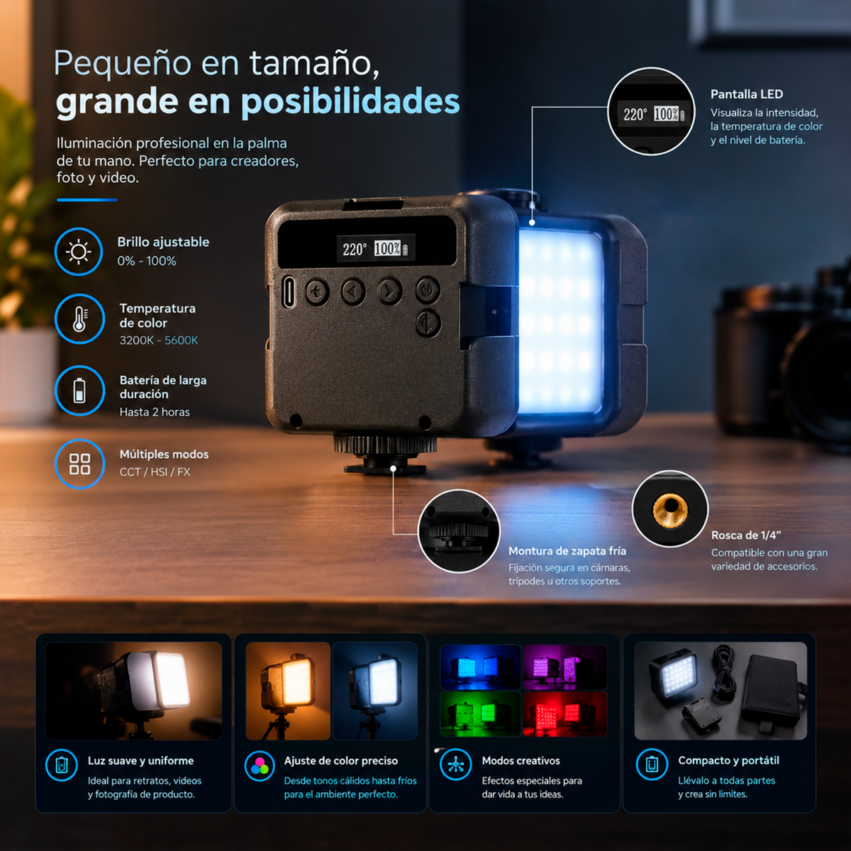 Mini Luz LED RGB Sutefoto T4