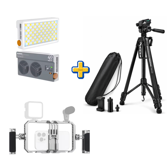 tripode de 7kilos+ jaula de aluminio + Luz LED 40W
