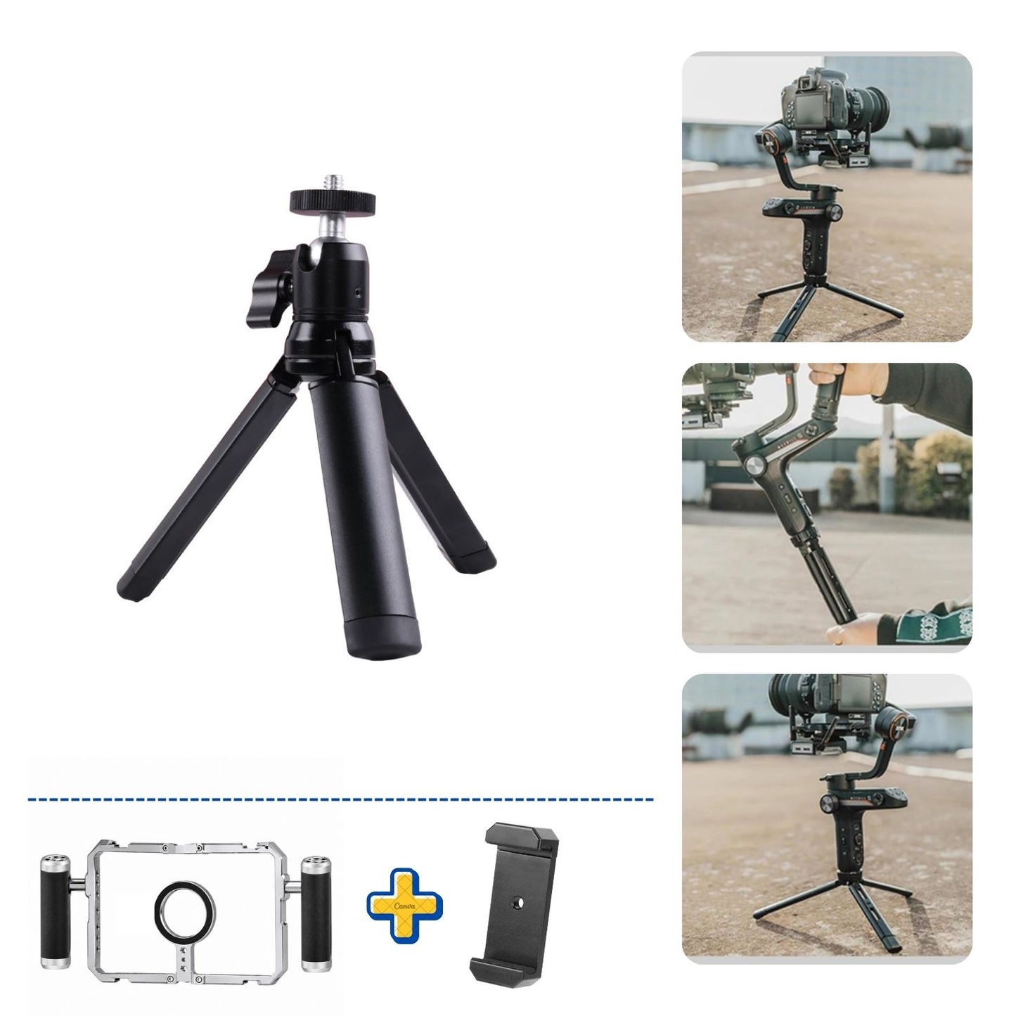 Jaula Magnética + Adaptador Universal + Mini Trípode