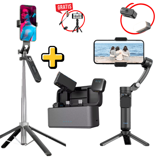 Combo Gimbal 2da Gen + Microfono PRO + Tripode 1.80m